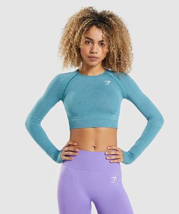 Long Sleeve Damskie Gymshark Vital Seamless 2.0 Turkusowe | PL 2814HAP